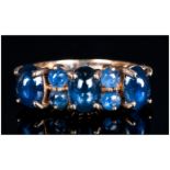 9ct Gold Dress Ring, Set With Star Sapphire Coloured Stones, Fully hallmarked, Ring Size N