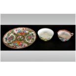 Chinese Canton Plate, bowl and cup.