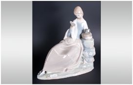 Nao Figure by Lladro ' Lady By The Well ' Impressed Marks to Base. 8.5 Inches Wide, 9 Inches High.