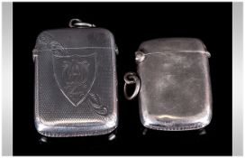 George V Silver Hinged Vesta Cases ( 2 ) In Total. Hallmarks Birmingham 1924 and Chester 1912.