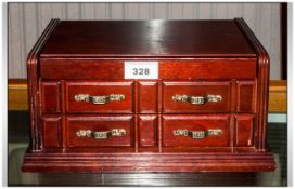 Wooden Jewellery Box, Containing A Small Collection Of Costume Jewellery Comprising Brooches, Rings,