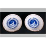 Royal Doulton Pair Of Coasters The Rt. Hon. Mrs Thatcher, First Women Prime Minister