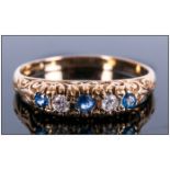 Ladies 9ct Gold Gallery Set Sapphire and Diamond Dress Ring. Fully Hallmarked.