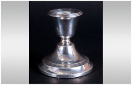 Edwardian Silver Squat Candlestick. Stands 3.5 Inches High. Hallmark Rubbed.