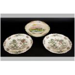 Three Oval Plates comprising Paragon 'Water Lily and Pair of Crown Ducal 'Chinese Garden' design.