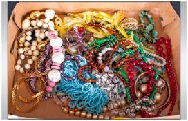 Collection Of Costume Jewellery comprising assorted beads & brooches