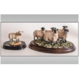 Country Artists Group Figure ' A Flock of Black Headed Sheep ' Raised on a Circular Base. + One