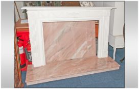 Georgian Style Fire Place with Cream Coloured Fire Surround and Marble Base and Back.