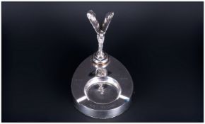 Rolls Royce Silver Plated Flying Lady Ashtray. Presented to G.N.T. Holloway. 1954-1979. 3.5 Inches