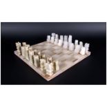 Mexican Hand Made Onyx Chess Set complete with Board. All Pieces are hand Carved By Master Craftsman
