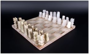 Mexican Hand Made Onyx Chess Set complete with Board. All Pieces are hand Carved By Master Craftsman