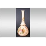 Royal Worcester Small Mallet Shape Vase, the body decorated with hand finished over print, roses and