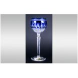 Waterford Cut Crystal Clarendon Cobalt Hock Glass, The Clarendon Pattern is characterized by