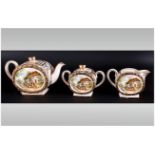 Three Piece Sadler Part Tea Set - Including tea pot, milk jug and sugar bowl