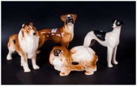 Coopercraft Dogs, 4 various models including Boxer, Greyhound, Collie & Peckinese.