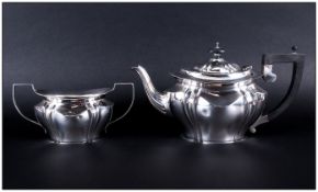 Edwardian Silver Teapot and Matching Two Handle Sugar Bowl. Hallmark Birmingham 1903. Marked J.Z.