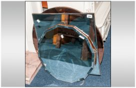 1950's Round Mirror with Peach Coloured Glass Edging. Together with Similar Period Circular Mirror.
