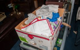 Box Of Linen Including Table Cloths,