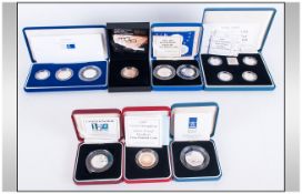 The Royal Mint Collection Of Silver Proof Piedfort Coins, Comprising 2003 3 Coin Set, 1990 Five