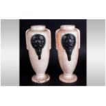 Pair of Art Nouveau Pottery Vases, probably Austrian with a lustre type glaze, with a central shaped