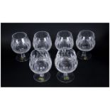 Waterford Fine Cut Crystal Set of Six Colleen Brandy Balloon Glasses. Each Glass Characterised by an