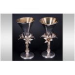 Elizabeth II Silver and Gilt Pair of Ltd and Numbered Edition Commemorative Goblets to Commemorate