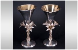 Elizabeth II Silver and Gilt Pair of Ltd and Numbered Edition Commemorative Goblets to Commemorate