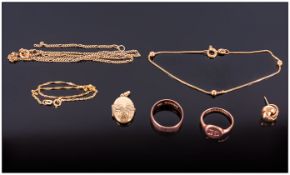 A Small Collection of 9ct Gold Jewellery. All Hallmarked ( 7 ) Pieces In Total. 11 grams.