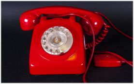 Red Plastic Vintage G.P.O Telephone model number 706F/GPO/FDI/FWR.71/1