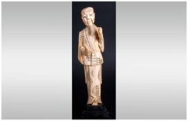 Chinese Late 19th Century Carved Ivory Figure of An Elderly Man with Beard In Chinese Dress. 7
