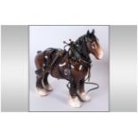 Beswick Horse Figure Shire Mare with Harness. Model Number 818 Designer A. Gredington. Height 8.5