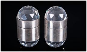 Swarovski Good Quality Pair of Stylish Cut Crystal and Chrome Salt and Pepper Pots, With Screw on
