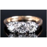 18ct Gold Diamond Ring Three Stone Round Brilliant Cut Diamonds, Illusion Set, Estimated Diamond