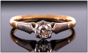 18ct Gold and Platinum Single Stone Diamond Ring. 15 pts.