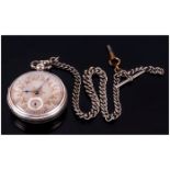 Victorian Large Silver - Fusee Open Faced Pocket Watch, with Ornate Silver and Gold Dial. Hallmark