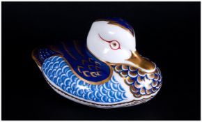 Royal Crown Derby Paperweight ' Duck ' Silver Stopper. Date 1997. 4.5 Inches.