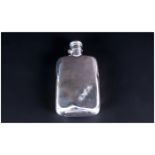 George VI Silver Pocket Hip Flask of Plain Form, with Hinged Screw Top. Hallmark London 1940, Date