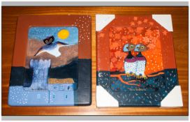 Goebel Art Gallery Two Limited Edition Painted Wall Plaques By Rosina Wachtmeister. 13½ x 11