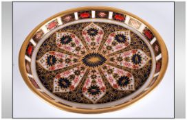 Royal Crown Derby Fine - Old Imari Pattern Oval Shaped Shallow Dish, Finished In 22ct Gold.