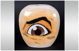 Carlton Ware Pop Art Vase, with painted eye decoration and futuristic shape design. Fully signed