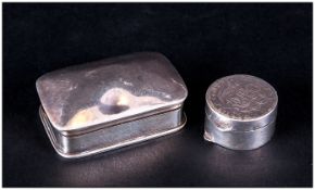Vintage Small Lidded Silver Pill Boxes ( 2 ) In Total. Marked 925.