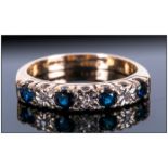 Ladies 9ct Gold Set Diamond and Sapphire Dress Ring. The Four Sapphire with Diamond Spacers. Fully