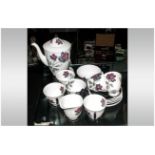 Royal Albert ''Masquerade'' Coffee Set - Including coffee pot, 6 cups, 6 saucers, sugar bowl and