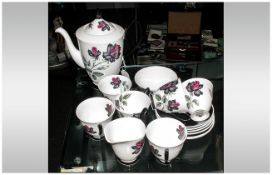 Royal Albert ''Masquerade'' Coffee Set - Including coffee pot, 6 cups, 6 saucers, sugar bowl and