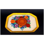 Clarice Cliff Hand Painted Eight Sided Tray ' Gay day ' Pattern. c.1930. 9 x 12.5 Inches.