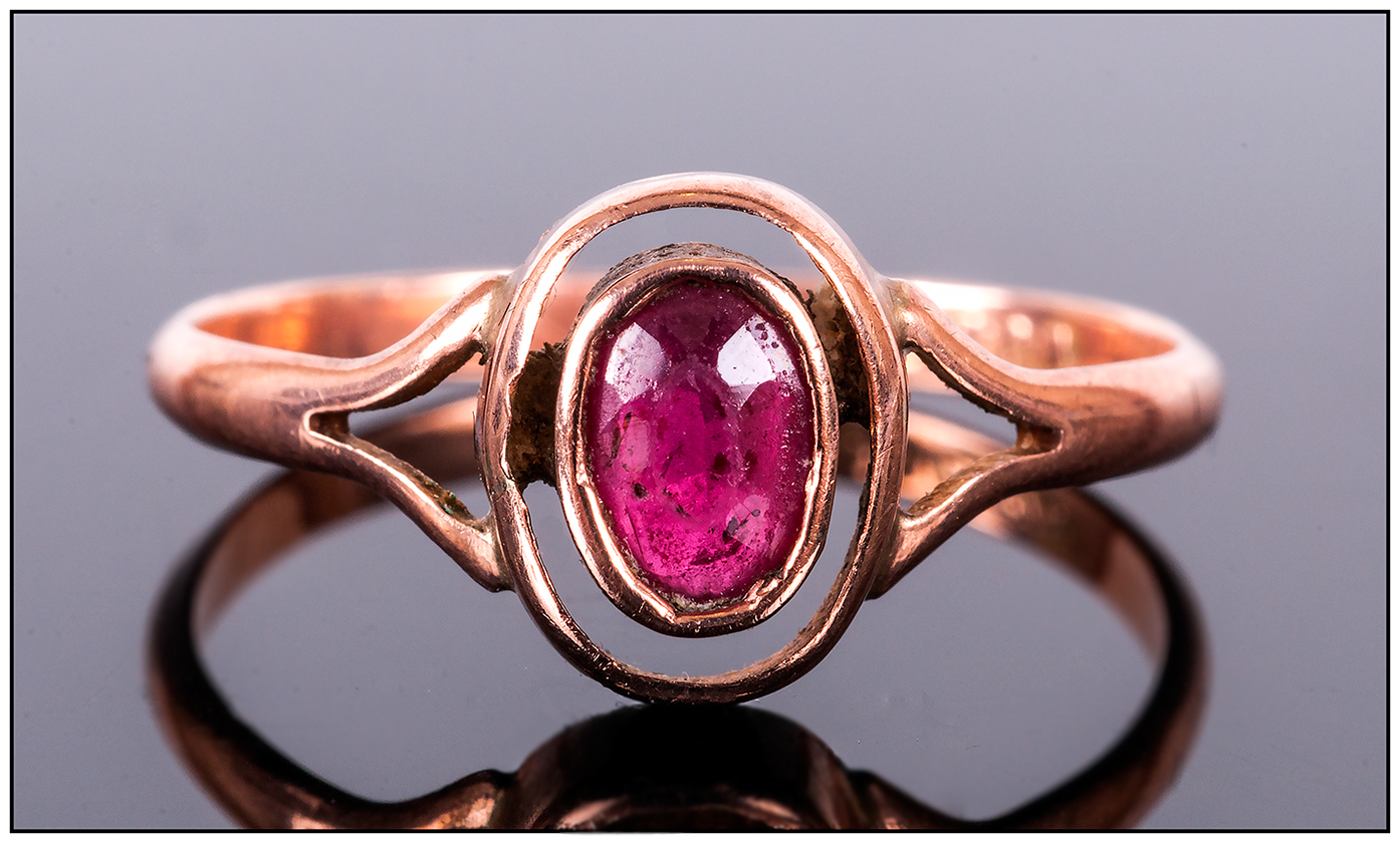 9ct Gold Set Single Stone Ruby Ring. Hallmark Birmingham 1919. - Image 4 of 4