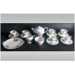 Shelley 22 Piece Tea Set. c.1930's. ' Davies Tulip ' Pattern Num.2267. Bunches of Flowers, Including