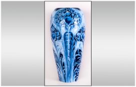 William Moorcroft Signed and Impressive Florian Ware Tall Vase ' Peacock ' Design. c.1900. Stands