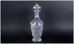 Waterford Fine Cut Crystal Signed Decanter, Features The Falulous Maeve Pattern. Stands 12.75 Inches