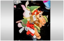 WITHDRAWN // ''Winnie The Pooh'' Official Disney Bean Bag Teddies / Toys. Including: Robin Hood Pooh